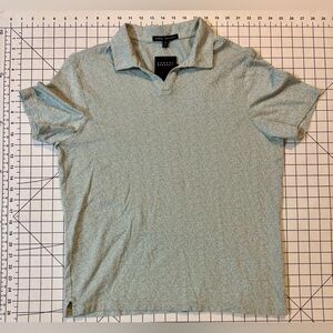 NWT Robert Barakett Men’s Medium Teal Foyer SS Open Collar Polo Shirt